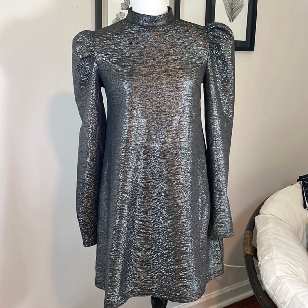 QED London metallic silver dress, retro alien dress